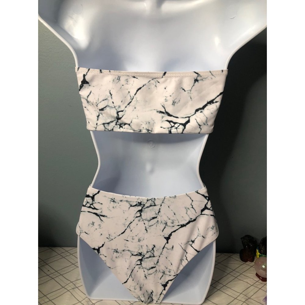 Zaful Bikini set like new Black and white marble small 4 - Picture 4 of 10